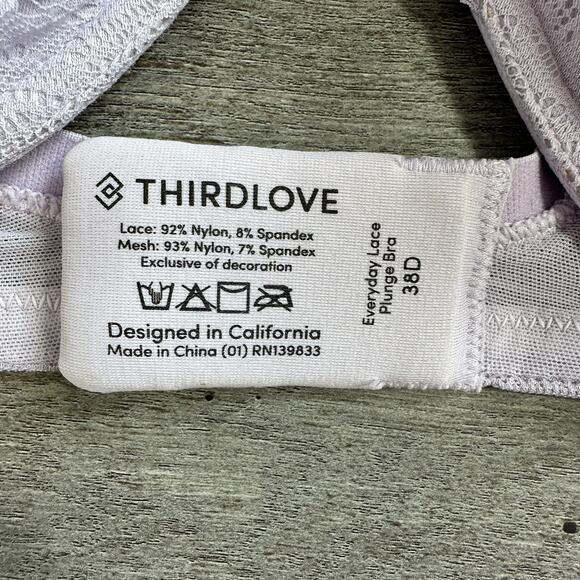 Thirdlove Everday Lace Plunge Bra Lilac Purple 38D - Picture 3 of 3